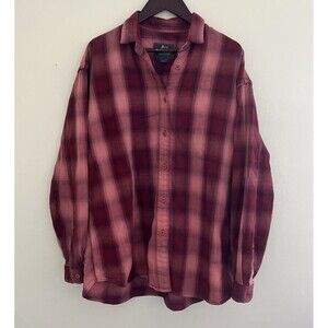 Vtg 1980s Woolrich Women’s Cotton Flannel Long Sleeve, Thistle Pink- Large